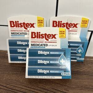 3 Pack Blistex Medicated Lip Balm SPF 15 — 3 Per Pack (9 Tubes)